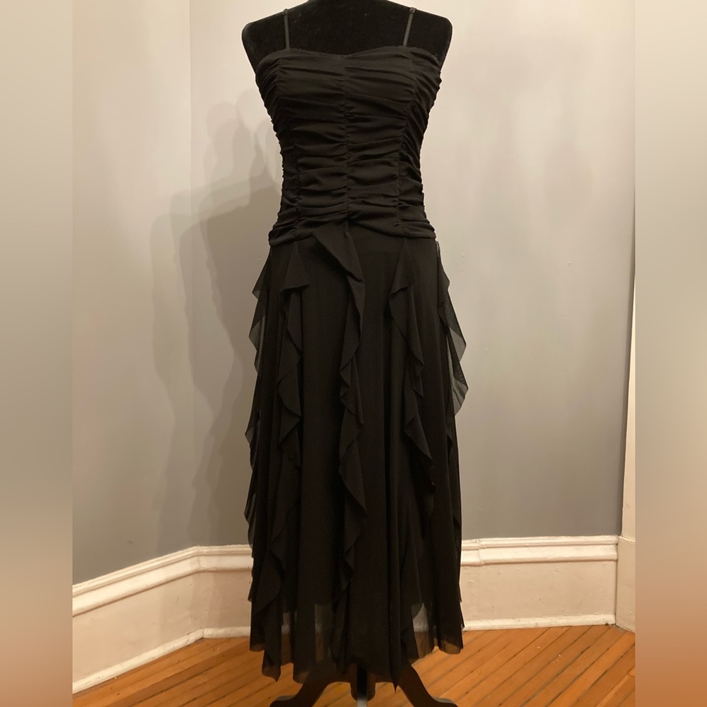 Vintage Un Deux Trois Collection Black Midi Dress, size M